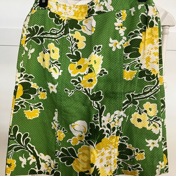 EUC Vintage Talbots white, grass green, and yellow floral print cotton (2P) - Picture 4 of 5